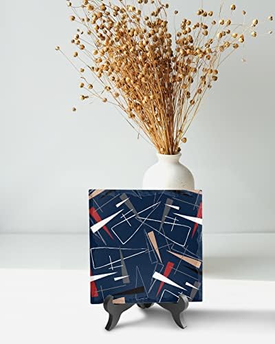 Geometric Blue Desk Decor with Wooden Stand