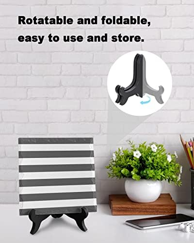 Wooden Stand Desk Decor Plaque with Stripes Minimalist Style