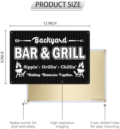 Backyard Bar And Grill Tin Sign Funny Art Poster Wall Decor