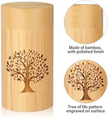 Elegant Bamboo Urn with Tree of Life Pattern Set of 2