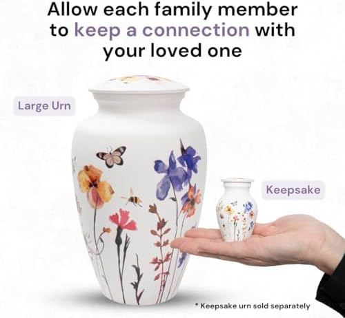 Wildflower Cremation Urn for Women - Handcrafted Decorative Ashes Urn