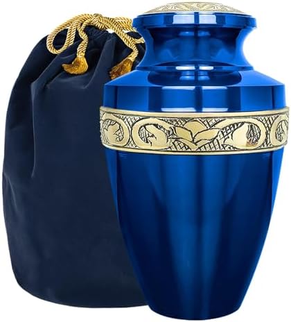 Trupoint Memorials Large Grecian Blue and Gold Cremation Urn