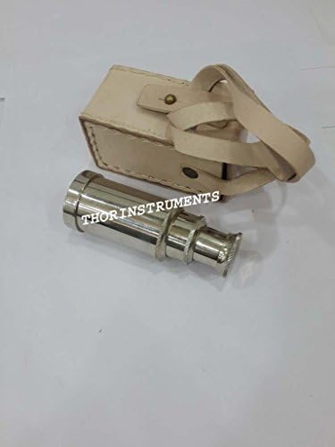 Nautical Gift 6 Inch Telescope with White Leather Case