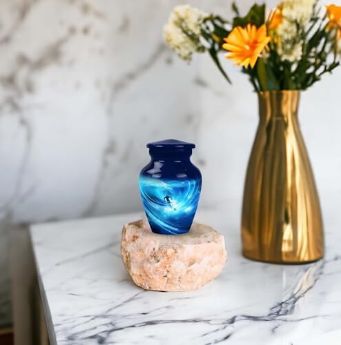 Small Colorful Ocean Urn - 3 Inch Cremation Urn for Mom Dad