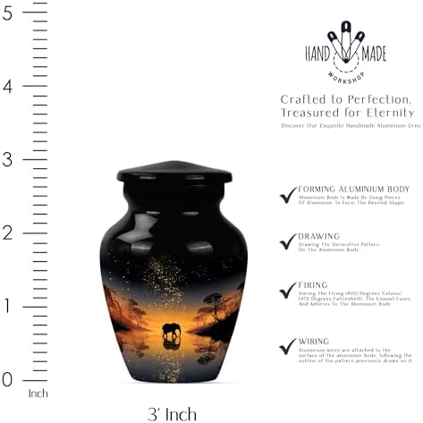Elephant Ash Cremation Urns Set 10inch 3inch