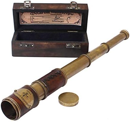 Nautical Vintage Brass Telescope with Leather Accents