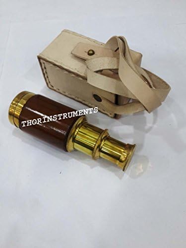 Nautical Brass Spyglass 6 Inch Telescope with White Leather Case