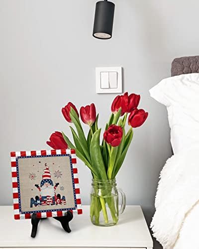 American Independence Day Gnome Desk Plaque with Wooden Stand