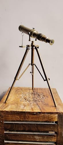 Vintage Antique Brass Telescope Tripod Maritime Decor