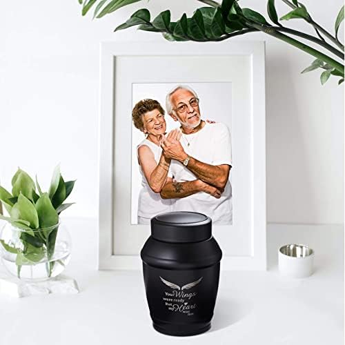 Black Angel Wings Cremation Urn 57 Inches Medium Size
