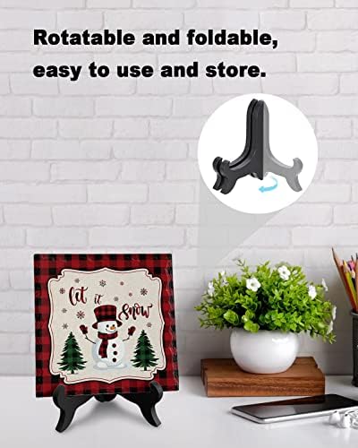 LEOSUCRE Christmas Decorative Sign Plaque with Wooden Stand