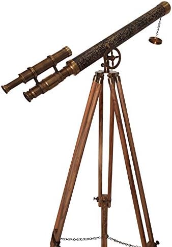 Antique Maritime Brass Telescope with Wooden Stand