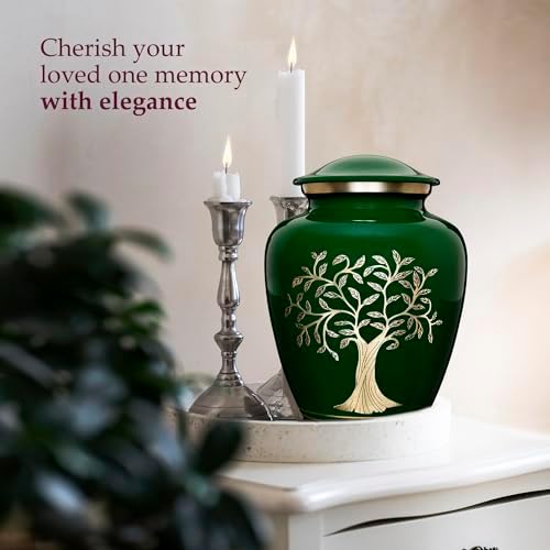 Trupoint Memorials Cremation Urn Tree of Life Large Dark Green