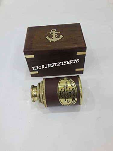 6 Inch Nautical Brass Pirate Spyglass with Wooden Box
