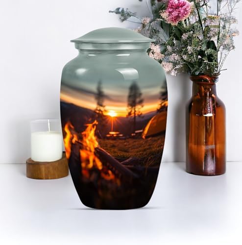 Elegant Sunset Gray Urn Set 2-Piece Cremation Memorial Urns