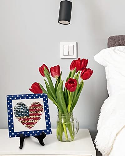 USA Flag Decorative Desk Plaque with Wooden Stand