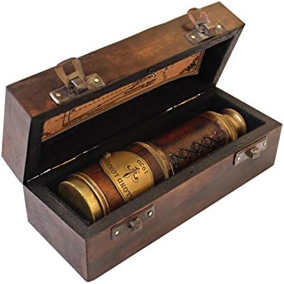 Nautical Vintage Brass Telescope with Leather Accents