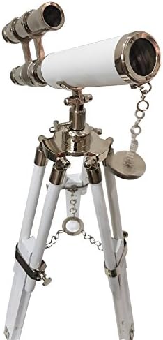 White Leather Nautical Telescope Decor