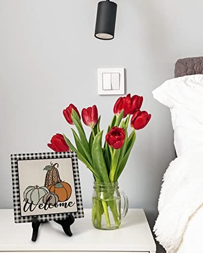 Autumn Themed Decorative Desk Plaque with Wooden Stand