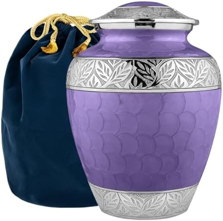 Trupoint Memorials Cremation Urn for Adult Ashes Lavender Decorative Urn with Silver Lining