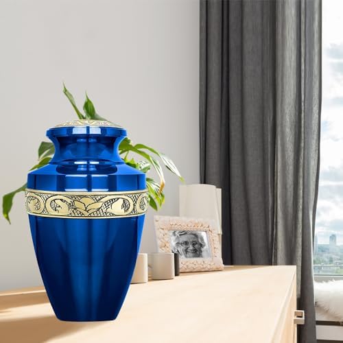Trupoint Memorials Large Grecian Blue and Gold Cremation Urn