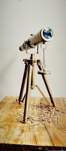 Vintage Antique Brass Telescope Tripod Maritime Decor