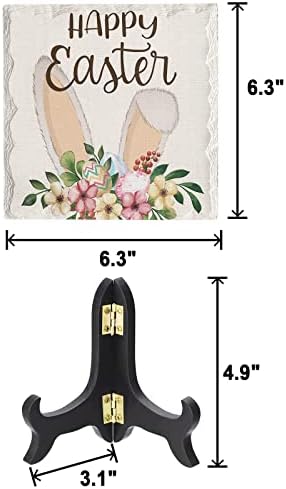 Happy Easter Decorative Desk Plaque with Wooden Stand