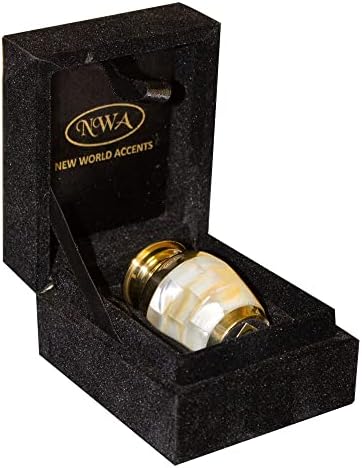 Brass Mother of Pearl Keepsake Urn with Velvet Box