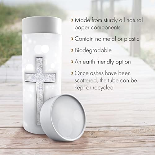 Silver Cross Scattering Tubes for Human Ashes TSA Approved Eco-Friendly Urns
