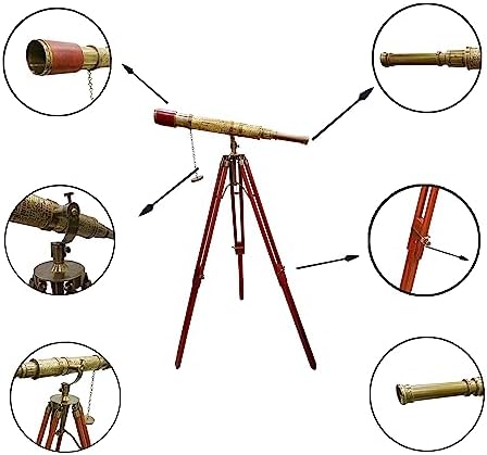Vintage Royal Moon Arc Telescope with Brown Leather and Brass Finish