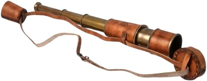 Vintage Brass Spyglass Telescope with Genuine Leather Cover