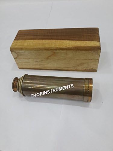 Vintage Nautical Telescope with Brass Finish and Wooden Box