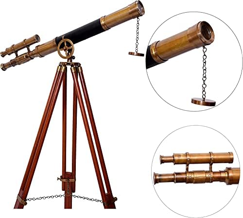 Nautical Design Antique Brass Finish Floor Standing Telescope