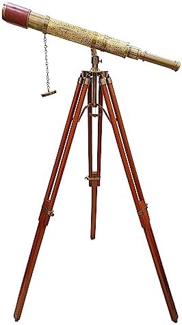 Vintage Royal Moon Arc Telescope with Brown Leather and Brass Finish