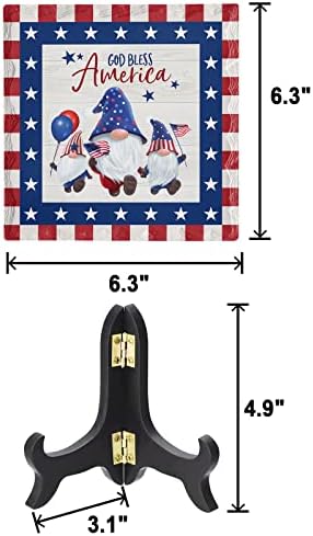 Blue and Red Gnome Desk Decor with Flag Stand
