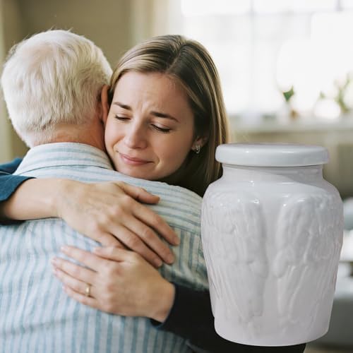 Angel Wings Ceramic Decorative Urns for Human Ashes - Fun Funeral Memorial Keepsake