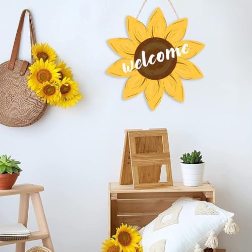 Sunflower Door Hanger Wooden Welcome Sign for Front Door Farmhouse Decor