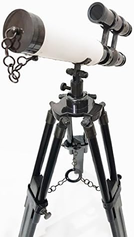 New Retro Marine Designer Double Barrel Telescope with Wooden Tripod