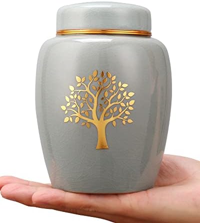 Medium Ceramic Urn for Human Ashes with Tree of Life Design