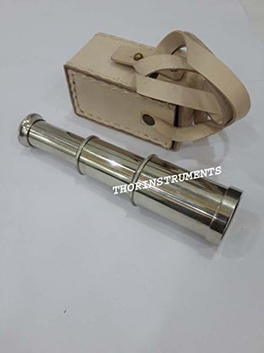 Nautical Gift 6 Inch Telescope with White Leather Case