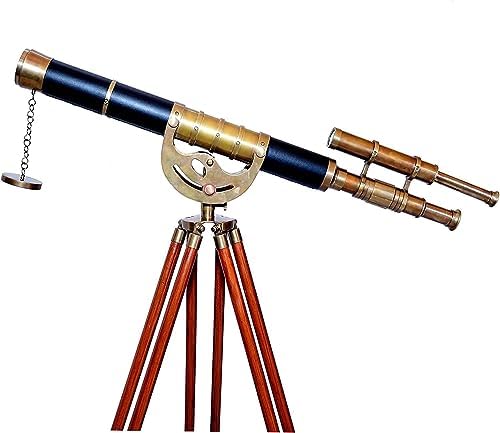 Nautical Brass Telescope Double Barrel Stand