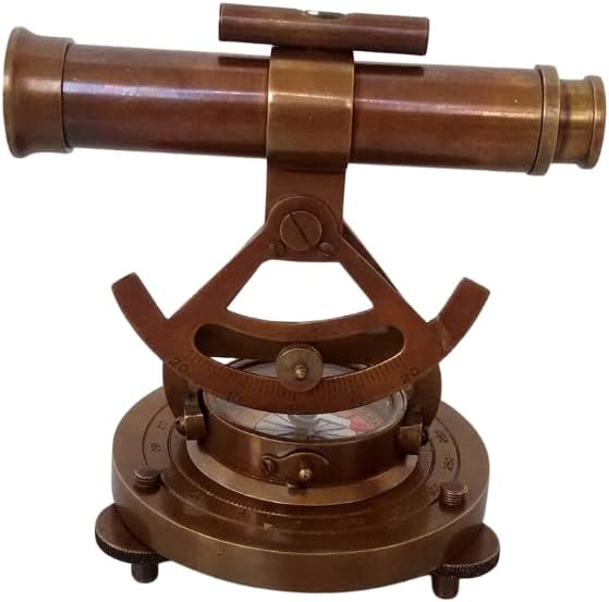 Vintage Compass Survey Instrument Brass Theodolite Alidade Transit Telescope