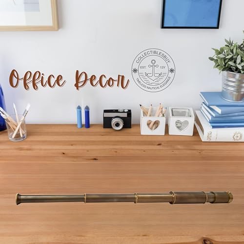 Vintage Royal Navy Telescope Brass Compass Spyglass Lid Cap