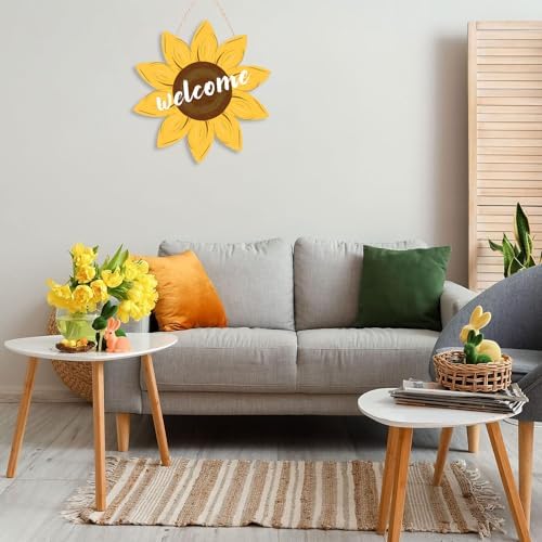 Sunflower Door Hanger Wooden Welcome Sign for Front Door Farmhouse Decor