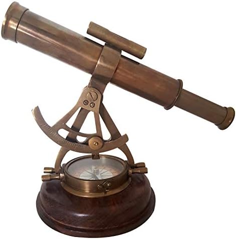 Antique Alidade Compass Mini Theodolite Brass Telescope Home Decor