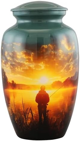 Fishing Cremation Urn For Adult Ashes Handmade Velvet Bag Urn 200 Cubic Inch
