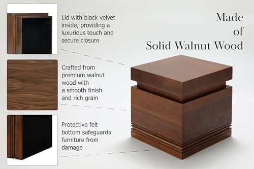 Evergreen Memorials Handcrafted Walnut Urn for Human Ashes