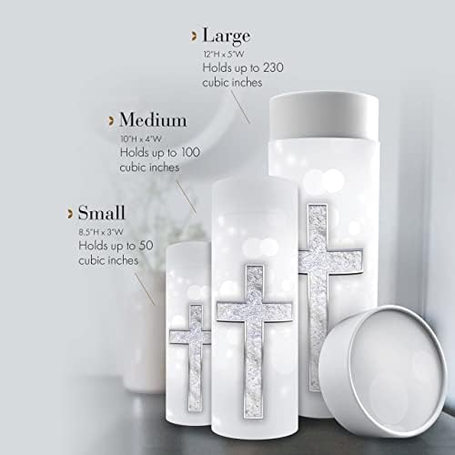 Silver Cross Scattering Tubes for Human Ashes TSA Approved Eco-Friendly Urns
