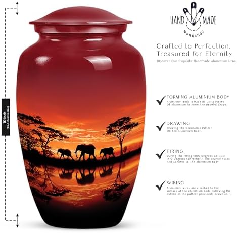 10 Inch Elephant Cremation Urn for Human Ashes