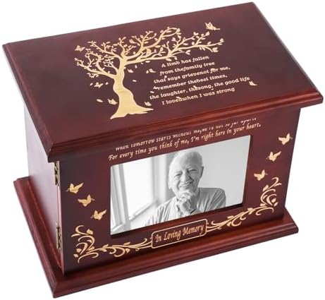 Himake Solid Walnut Cremation Urn with Engraved Panel